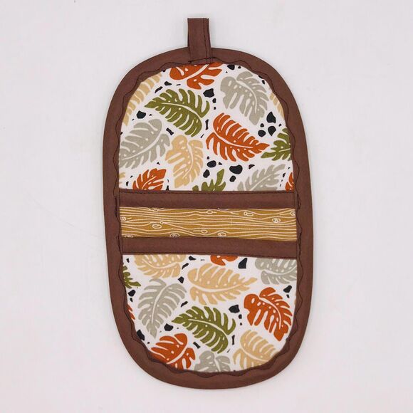 2 Finger Potholder Hot Pads, Monstera Plant, Baking Gift Cottage Core 2 Pc Set - Picture 1 of 7